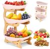 BlingBin Etagere Obst Etagere 3 Stöckig mit Bambus-Ständer, PP Obstschale, Holz, PP, (1er Set, 1-tlg, Produktmaße: 32 × 28 × 22,5 cm, Material: Holz, PP), Platzsparendes Obstkorb Etagere für Gemüse, Obst, Snacks, Beige Bild 5