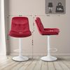 Barhocker MITUN - Samt Rot 46x54x94 cm Weiß | Barstuhl Höhenverstellbar Mit Lehne Drehbar Tresenhocker Tresenstuhl Kneipenhocker Kneipenstuhl Bild 3