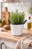 finehomegarden Blumentopf Pflanztopf Weiß-Schwarz mit Griffen Metall Blumentopf Ø16cm H13cm (1 St), Ø18cm H15cm Moderner Übertopf für Innen & Außen Deko 2Größen wählbar Bild 2