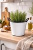 finehomegarden Blumentopf Pflanztopf Weiß-Schwarz mit Griffen Metall Blumentopf Ø16cm H13cm (1 St), Ø18cm H15cm Moderner Übertopf für Innen & Außen Deko 2Größen wählbar Bild 4