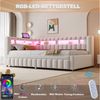 Flieks Daybett, Polsterbett Schlafsofa mit Ausziehbett 90/180x200cm mit LED & Aufladen Bild 3