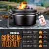 grillas® Dutch Oven Set 9 Liter / Topf ohne Füße Deckelheber BBQ Gusseisen Feuertopf Gusstopf Schmortopf Bild 3