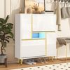 Schuhschrank 80x25x96 cm mit LED-Beleuchtung in Weiß Bild 3