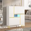 Schuhschrank 80x25x96 cm mit LED-Beleuchtung in Weiß Bild 4
