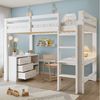 Flieks Hochbett Kinderbett 90x200cm mit Schreibtisch Schrank und vierstufiger Leiter Bild 1