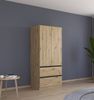 Rauch Möbel Costa, Kleiderschrank für Schlafzimmer, Kinderzimmer, Babyzimmer, Garderobe, Flur, 2-türig, 2 Schubladen, Push-to-Open, mit Zubehör Premium, Farbe Eiche Artisan, Holz, Breite 91 cm Bild 2