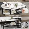 COSTWAY Couchtisch, 2er Set, Marmor, Beistelltisch mit Stauraum, Gold, Metall Bild 2