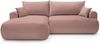 Selsey 'Ovo' Ecksofa mit Schlaffunktion, Stauraum und Samtbezug, hellrosa, links, 93 x 260 x 165 cm Bild 5