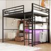 Hochbett 140x200 mit Schreibtisch, Stauraum, LED, Metall & MDF, Jugendbett, Etagenbett Alternative Bild 3