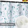 ANRO Duschvorhang FASTY Blätter Anti-Schimmel Polyester Badewanne Vorhang Breite 120 cm (Packung, 1-tlg, Duschvorhang inkl. Aufhängeringe), robuster Vorhang Stangenaufhängung 120x200 cm Blätter Aquarell Grün Bild 2
