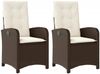 vidaXL Gartensessel mit Kissen 2 Stk. Verstellbar Braun Poly Rattan 365170 Bild 2