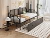 Merax Einzelbett Eiseneinzelbett Eisenbettsofa 90*200cm, Netzrückenlehne und Armlehnen im Vintage-Stil, Metallrahmen mit Ablagefächern, Teenagerbett, Schwarz Bild 5