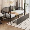 Merax Einzelbett Eiseneinzelbett Eisenbettsofa 90*200cm, Netzrückenlehne und Armlehnen im Vintage-Stil, Metallrahmen mit Ablagefächern, Teenagerbett, Schwarz Bild 3