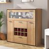 Weinschrank Sideboard 110 x 38 x 111 cm aus Holzwerkstoff in Holzfarbe-Schwarz mit LED-Beleuchtung Bild 4