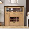 Weinschrank Sideboard 110 x 38 x 111 cm aus Holzwerkstoff in Holzfarbe-Schwarz mit LED-Beleuchtung Bild 3
