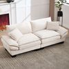 2-Sitzer Sofa 224×81×81 cm, Samtstoff, ultratiefe Sitzfläche, Holzrahmen,gepolsterte Armlehnen,Beige Bild 3