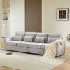 Sofa 4–5‑Sitzer 264x83x87 cm, Leinenstoff Grau, hohe Rückenlehne, Aufbewahrungstaschen & 4 Lendenkissen Bild 3