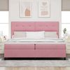 vidaXL LED Boxspringbett mit Kopfteil Rosa 200 x 200 cm Samt 3343339 Bild 4
