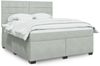 vidaXL Boxspringbett mit Matratze Hellgrau 180x200 cm Samt 3293278 Bild 1