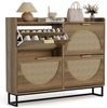 FiveWillowise Schuhschrank Schmal, Schuhaufbewahrung, Schuhablage & Schuhkommode (1-St) Rattan Schuhregal mit 4 Klappen, 120 x 24 x 95,5 cm Bild 3