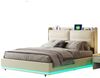 FUROKOY Stauraumbett Polsterbett Doppelbett mit LED-Beleuchtung (Set, 1-tlg, Gepolstertes Kopfteil mit USB- und Typ-C-Ladeanschlüssen), Hydraulisches Funktionsbett, ohne Matratze, Samt, Beige,140x200cm Bild 4
