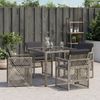 vidaXL Gartenstühle mit Kissen 4 Stk. Grau Poly Rattan 364951 Bild 3