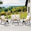 Yaheetech Gartenlounge-Set 4 tlg, 2 Sessel, 1 Zweisitzer-Sofa & 1 Glastisch Wetterfest für Außenbereiche Bild 2