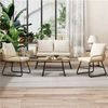 Yaheetech Gartenlounge-Set 4 tlg, 2 Sessel, 1 Zweisitzer-Sofa & 1 Glastisch Wetterfest für Außenbereiche Bild 3