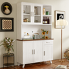 Sideboard, Weißer Holzmaserung-Hochschrank 114 x 40 x 190 cm, geeignet für Wohnzimmer und Esszimmer Bild 4