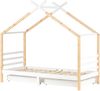 Kindereinzelbett 90×200 cm aus Kiefer-Massivholz mit Schubladen, weiß Bild 5