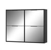UEV Schuhschrank mit 4 Klappen Spiegelschuhschrank schmal Schuhkipper Schuhkommode (Schuhregal, Aufbewahrungsschrank, Schuhständerregal für Flur Eingang, 100 x 23 x 80,5 cm Anti-Kipp-Vorrichtung Platzsparend Flur schrank) Trennwände verstellbar und abn... Bild 5