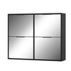 UEV Schuhschrank mit 4 Klappen Spiegelschuhschrank schmal Schuhkipper Schuhkommode (Schuhregal, Aufbewahrungsschrank, Schuhständerregal für Flur Eingang, 100 x 23 x 80,5 cm Anti-Kipp-Vorrichtung Platzsparend Flur schrank) Trennwände verstellbar und abn... Bild 4