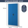 Mehrzweckschrank Metall abschließbar DAWID - Funktionaler Metallschrank | Schließfachschrank Putzmittelschrank Besenschrank Vorratsschrank, 185x90x45cm Grau-Blau Bild 2