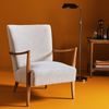 Signature 'JACQUES' Sessel aus massiver Eiche mit Leinensitz - L66 cm - Hellgrau Bild 2