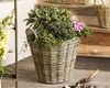 Dekoleidenschaft Pflanzkübel Rattan Pflanzkorb "Rustikal" rund grau, Outdoor Blumentopf, Pflanztopf, Blumenkübel, Flechtkorb, Pflanzentopf, Gartendeko für Draußen Bild 1
