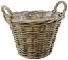 Dekoleidenschaft Pflanzkübel Pflanzkorb "Rustikal" aus Rattan, rund, grau, Blumentopf, Pflanztopf, Blumenkübel, Flechtkorb, Pflanzentopf, Gartendeko für Draußen Bild 4