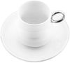 Mulex 12 Teiliges Set Mokkatassen mit Untertasse aus Porzellan Mokkaservice 100 ml Weiß/Silber Bild 4