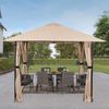 Sekey Garten Pavillon 3x3 m Wasserdicht Stabil Partyzelt, Gartenzelt mit 4 Seitenteile Reißverschluss, 180g/㎡ Polyester, Taupe Bild 2