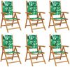vidaXL Gartenstühle Verstellbar 6 Stk. Grün Stoff und Massivholz 3214551 Bild 2