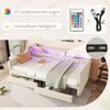 LVHOM Tagesbett 90x200cm mit LED&USB, Daybett mit 2 Schubladen, Schlafsofa mit Stauraum, Einzelbett Polsterbett Jugendbett Kinderbett, Beige Bild 2