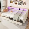 LVHOM Tagesbett 90x200cm mit LED&USB, Daybett mit 2 Schubladen, Schlafsofa mit Stauraum, Einzelbett Polsterbett Jugendbett Kinderbett, Beige Bild 4