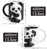 MiaMio Tasse Panda 3D-Motiv, 400 ml, Schwarz-Weiß, 2-tlg, Keramik, 3D-Panda-Motiv, 400 ml, schwarz-weiß Bild 3