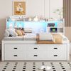 Bett 90x200 cm mit Ausziehfunktion, LED-Fernbedienung und Stauraum – Weiß Bild 4