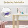 M MCombo Schreibtisch ohne Schubladen, Schminktisch ohne Spiegel Marmor-Weiß Gold, Manikürtisch, Nageltisch aus Holz Metallgestell, Computertisch Wohnzimmer Modern, 2482 Bild 4
