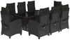 vidaXL 9-tlg. Garten-Essgruppe mit Kissen Schwarz Poly Rattan 3212685 Bild 2