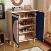 Schuhschrank mit geometrischen Türen, 37x76x98,5 cm, Blau/Natur Bild 4