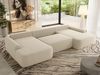U-förmige Ecke, Ecksofa mit schlaffunktion und bettkasten, lose kissen, Wellenfeder, Big sofa XXL - CUBO U - Beige Boucle Bild 4