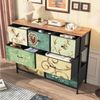 FUROKOY Kommode Stauraumschrank,Schrank Schlafzimmer,Metallrahmen,Retro Stil, Blumenmuster,7 Schubladen Bild 2
