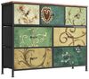FUROKOY Kommode Stauraumschrank,Schrank Schlafzimmer,Metallrahmen,Retro Stil, Blumenmuster,7 Schubladen Bild 4