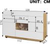 Sideboard 2 Schubladen ,Türen ,offenes Fach ,Hochglanz Weiß mit Holzoptik ,integrierter 16‑Farb-LED‑Streifen , Spanplatte, 120*76.5*37cm Bild 3